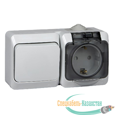 Блок ОП Этюд (1-кл. выкл. + евророз. защ. шторки) IP44 сер. SchE BPA16-241C