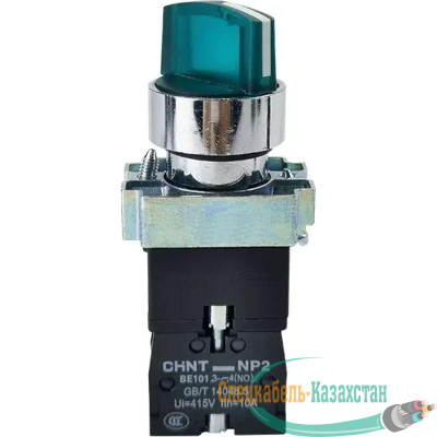 Переключатель NP2-BK12365 2 полож. с фиксацией 1НО+1НЗ зел. AC 230В (LED) IP40 CHINT 575496