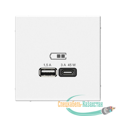 Розетка USB ArtGallery тип A+C 45Вт QC PD высокоскор. ЗУ механизм бел. SE GAL000129