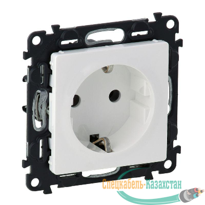 Механизм розетки Valena Life 16А 250В 2К+З защ. шторки безвинт. зажимы с лицевой панелью бел. Leg 753420