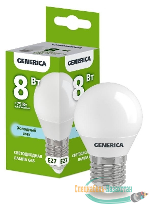 Лампа светодиодная G45 8Вт шар 6500К E27 230В GENERICA LL-G45-08-230-65-E27-G