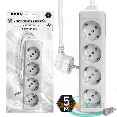 Удлинитель 4х5м с заземл. 10А 3х1.5 TOKOV LIGHT TKL-C01-BU4-5-1.5-Z