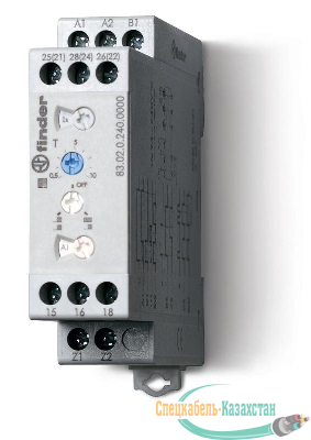 Таймер мультифункциональный 240В AC/DC 2CO 12А 0.05с…10дн. FINDER 830202400000
