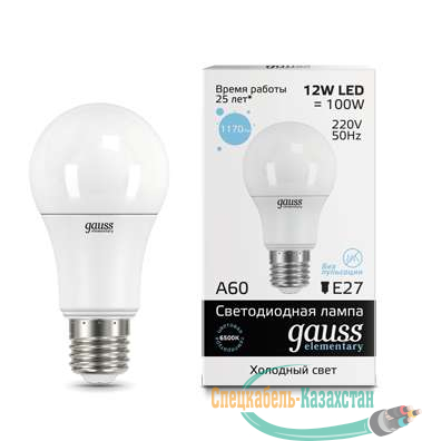 Лампа светодиодная Elementary A60 12Вт E27 6500К Gauss 23232