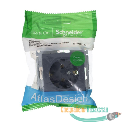 Механизм розетки 1-м СП ATLAS DESIGN с заземл. 16А грифель SchE ATN000743