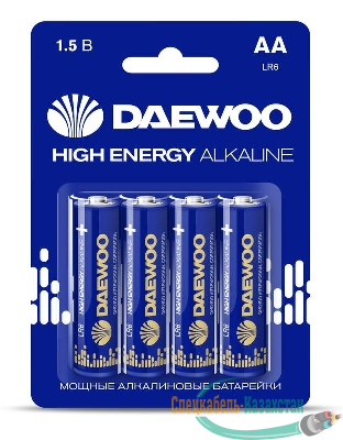 Элемент питания алкалиновый AA/LR6 1.5В High Energy Alkaline 2021 BL-4 (уп.4шт) DAEWOO 5030329
