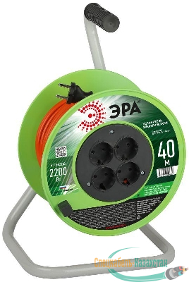 Удлинитель на катушке 4х40м без заземл. RP-4-2x1.0-40m ПВС 2х1 Эра Б0059783