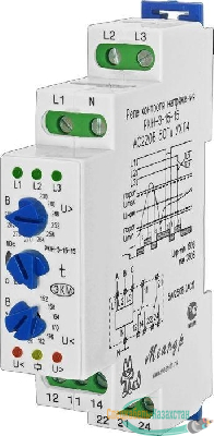 Реле контроля напряжения 3ф РКН-3-15-15 УХЛ4 AC 230В/AC 400В 4-х проводная схема включения задержка срабатывания 0.1...10с ток контактов исполнит. реле 8А 2п Меандр A8302-16933945