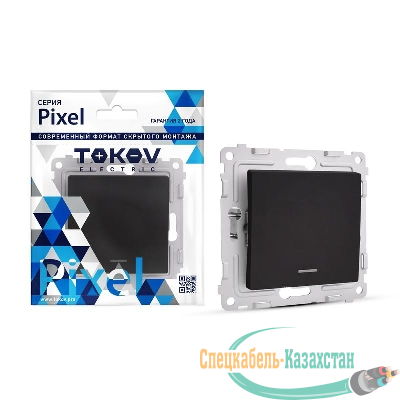 Выключатель 1-кл. СП Pixel 10А IP20 с индикатором механизм карбон TOKOV ELECTRIC TKE-PX-V1I-C14
