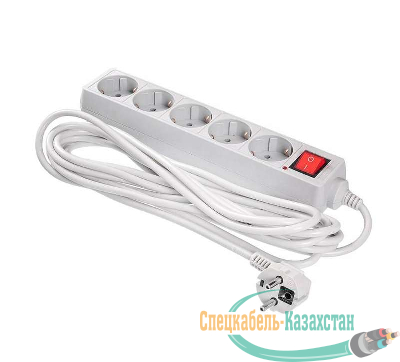 Удлинитель с сетевым фильтром 5х5м с заземл. 7А IP20 500SL-5-G CCA 3х0.75 сер. BURO 354127
