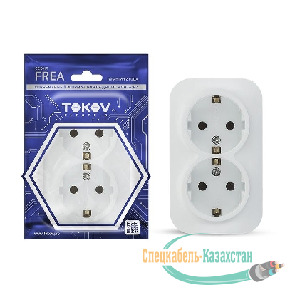 Розетка 2-м ОП Frea 16А IP20 250В с заземл. АБС-пластик бел. TOKOV ELECTRIC TKE-FR-R2Z-C01