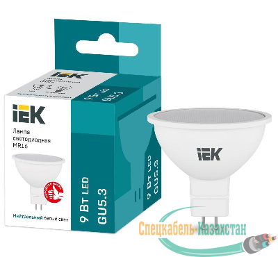 Лампа LED MR16 софит 9Вт 230В 4000К GU5.3 ИЭК LLE-MR16-9-230-40-GU5