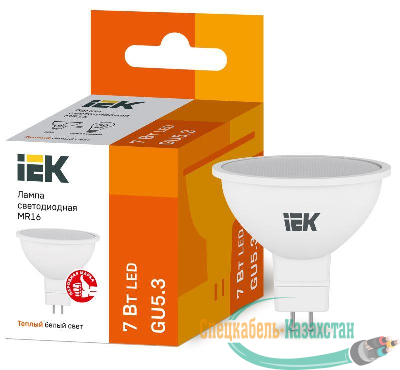 Лампа светодиодная ECO MR16 7Вт 3000К тепл. бел. GU5.3 630лм 230-240В ИЭК LLE-MR16-7-230-30-GU5