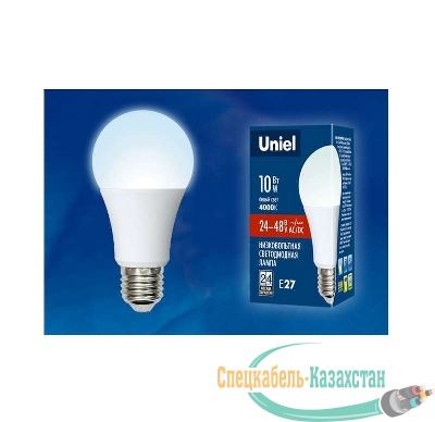 Лампа светодиодная LED-A60-10W/NW/E27 /FR/24-48V PLO55WH 10Вт грушевидная матовая 4000К нейтр. бел. E27 24-48В (упак. картон) Uniel UL-00002382