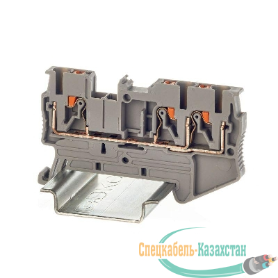 Клемма проходная зажим push-in 3 точки подключения 2.5кв.мм сер. DKC VPR-2.5-TWIN-GY