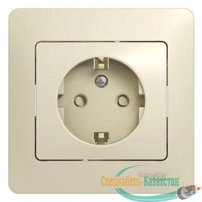 Розетка 1-м СП Glossa 16А защ. шторки с заземл. в сборе беж. SchE GSL000244