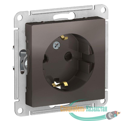 Механизм розетки 1-м СП ATLAS DESIGN с заземл. защ. шторки 16А мокко SchE ATN000645