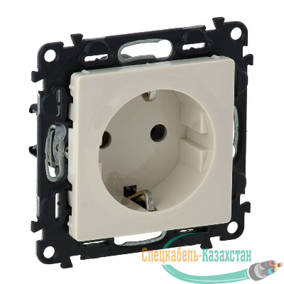 Механизм розетки Valena Life 16А 250В 2К+З защ. шторки безвинт. зажимы с лицевой панелью сл. кость Leg 753520