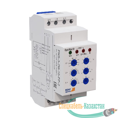 Реле контроля фаз OptiRel D PHS-3-2M-10-PP-2 универсальное 3Ф 2СО КЭАЗ 332003