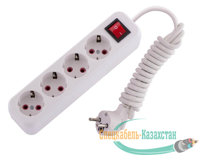 Удлинитель 4х2м с заземл. 16А IP20 с выкл. Lezard 720-0402-402