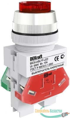 Выключатель кнопочный LED ABLFP ВК-30 d30мм 220В красн. DEKraft 25048DEK