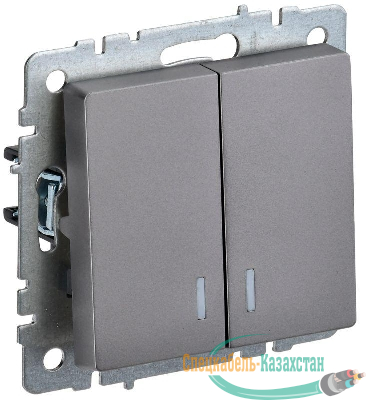 Выключатель 2-кл. СП BRITE ВС10-2-1-БрС 10А с индик. механизм сталь IEK BR-V20-1-10-K46