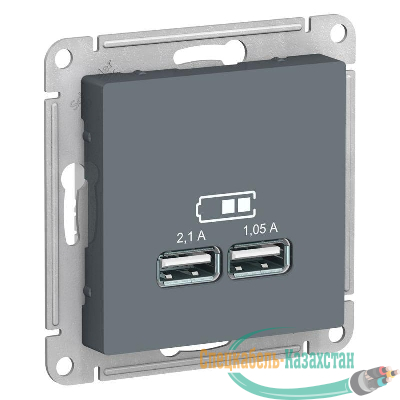 Розетка USB AtlasDesign тип A+A 5В 1х2.1А 2х1.05А механизм грифель SE ATN000733