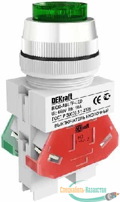 Выключатель кнопочный LED ABLFP ВК-30 d30мм 220В зел. DEKraft 25047DEK
