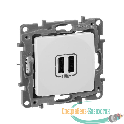 Механизм розетки USB 1-м СП Etika 2мод. 240В/5В 2400мА бел. Leg 672294