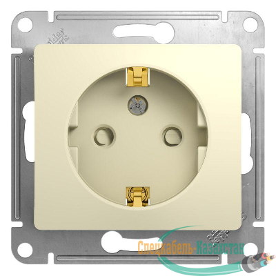 Механизм розетки 1-м СП Glossa 16А защ. шторки с заземл. беж. SchE GSL000245