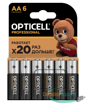 Элемент питания алкалиновый AA/LR6 (блист. 6шт) Professional Opticell 5052003