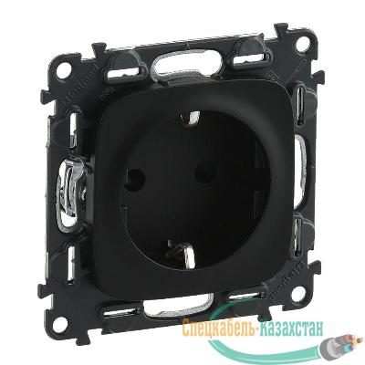 Розетка 1-м СП Valena Allure 16А IP2X 250В 2P+E безвинтов. клеммы с лицев. панелью механизм антрацит Leg 753931