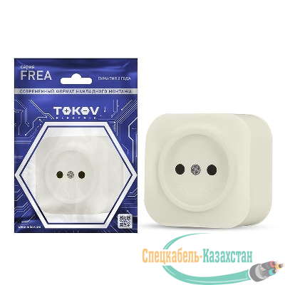 Розетка 1-м ОП Frea 16А IP20 250В без заземл. АБС-пластик беж. TOKOV ELECTRIC TKE-FR-R1-C02