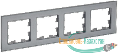 Рамка 4-м BRITE РУ-4-2-БрСе стекло сер. IEK BR-M42-G-K03