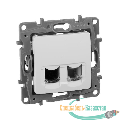 Механизм розетки комп. + телеф. 1-м СП Etika RJ11 + RJ45 CAT.5 UTP бел. Leg 672252