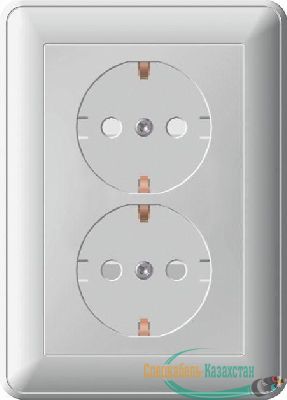 Розетка 2-м СП W59 защ. шторки с заземл. бел. SchE RS16-255-18 (РС16-255-18)