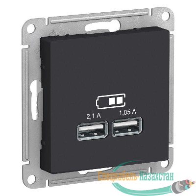 Розетка USB AtlasDesign тип A+A 5В 1х2.1А 2х1.05А механизм карбон SE ATN001033