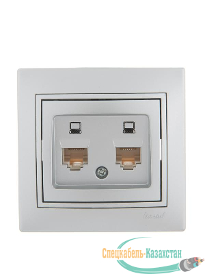 Розетка компьютерная 2-м СП Мира RJ45 метал. сер. Lezard 701-1010-141