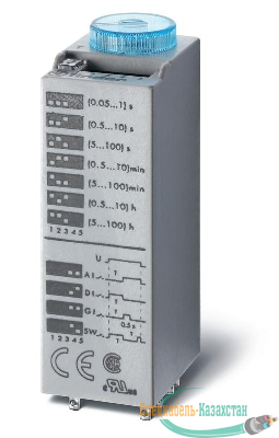 Таймер миниатюрный мультифункциональный (AI DI SW GI) монтаж в розетку 240В AC 2CO 10А регулировка времени 0.05с…100ч IP40 в комплекте металлич. клипса 094.81 FINDER 850282400000