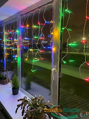 Гирлянда светодиодная "Бахрома" 2мх1м 62LED 24В IP44 мультиколор ЭРА Б0041906
