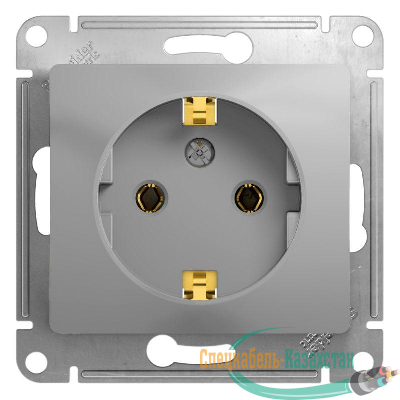Механизм розетки 1-м СП Glossa 16А с заземл. алюм. SchE GSL000343