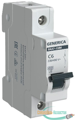 Выключатель автоматический модульный 1п C 6А 4.5кА ВА47-29М GENERICA MVA21-1-006-C-G
