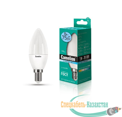Лампа светодиодная LED8-C35/845/E14 8Вт свеча 4500К бел. E14 750лм 170-265В Camelion 12386