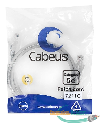 Патч-корд U/UTP кат.5E PC-UTP-RJ45-Cat.5e-1m 2хRJ45/8p8c неэкранир. PVC 1м сер. Cabeus 7211c