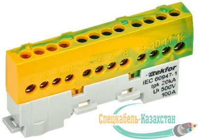 Шина PE "земля" изол на универс. держ. 6х9-12-ЖЗ TEKFOR IEK TF-NN10-12-KL-K52
