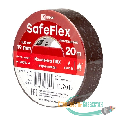 Изолента ПВХ 19мм (рул.20м) кор. SafeFlex EKF plc-iz-sf-br