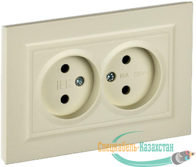 Розетка 2-м СП BRITE РС12-2-БрКр 10А в сборе без заземл. без защ. шторок беж. IEK BR-R20-10-K10-F