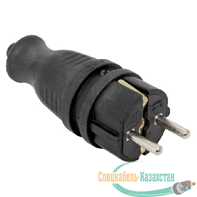 Вилка прямая 16А 2P+PE 230В IP44 каучук PROxima EKF RPS-011-16-230-44-r