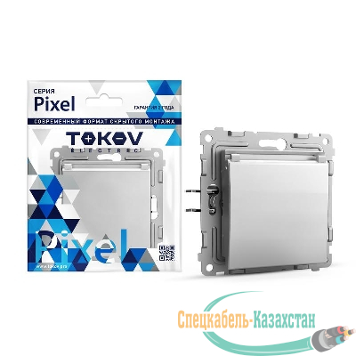 Розетка 1-м СП Pixel 16А IP20 с заземл. защ. шторки с крышкой механизм алюм. TOKOV ELECTRIC TKE-PX-R1ZSW1-C03