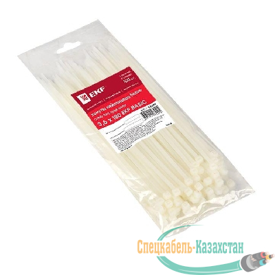 Хомут кабельный 3.6х180 нейл. бел. (уп.100шт) EKF plc-c-3.6x180
